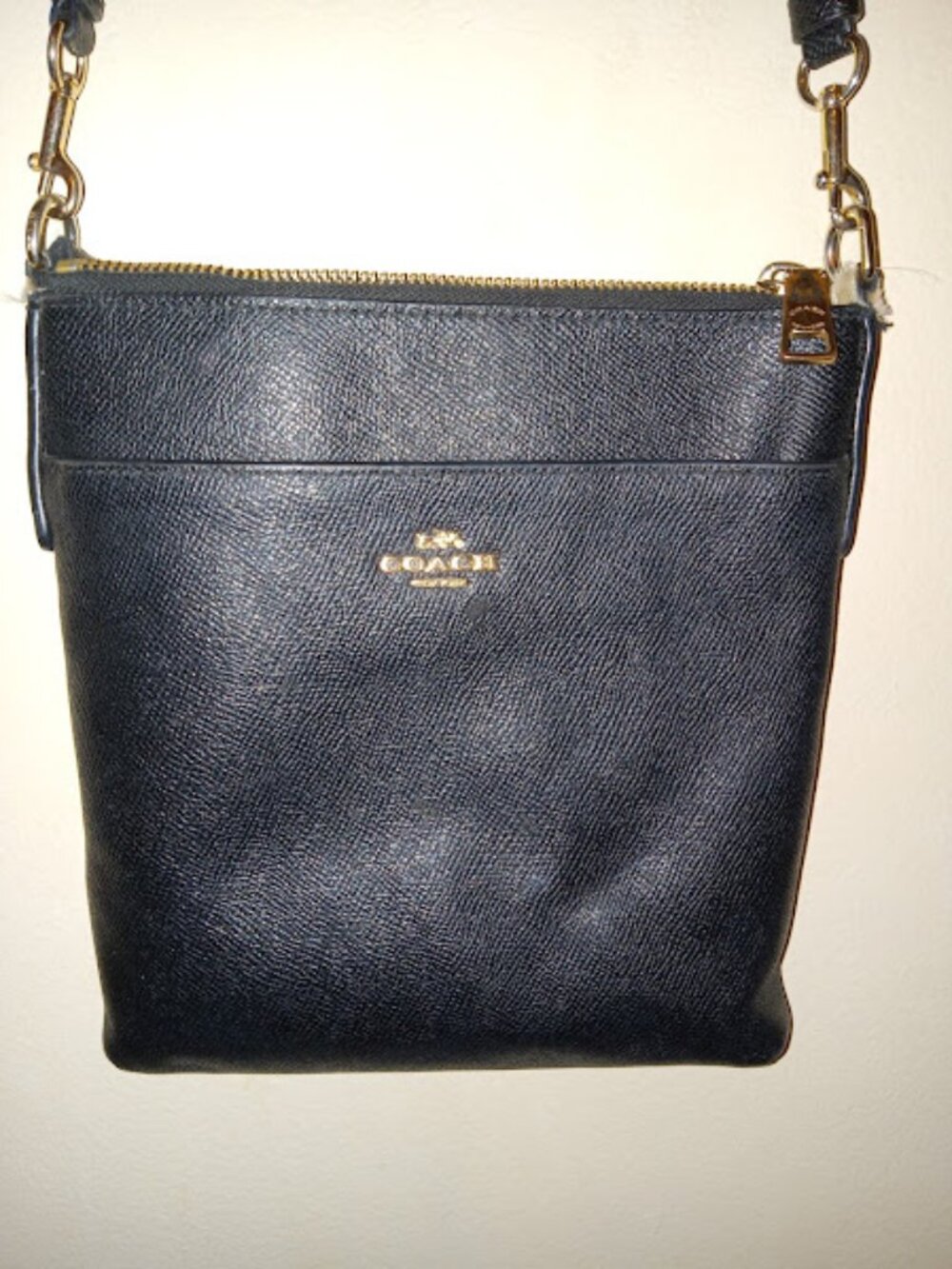 Coach Black Crossgrain Leather File Crossbody Bag (41320)